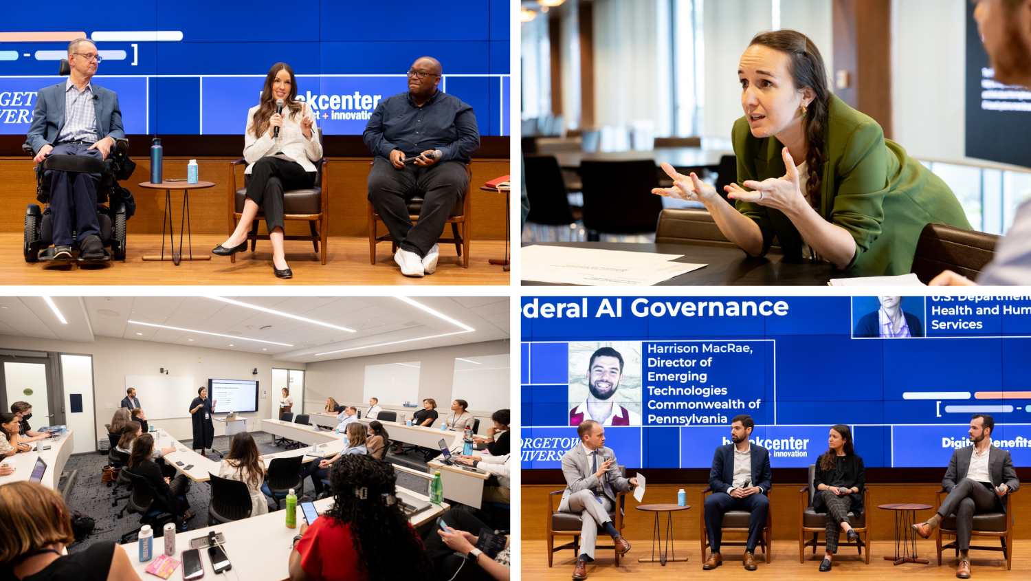 Four images from AI panels and workshops