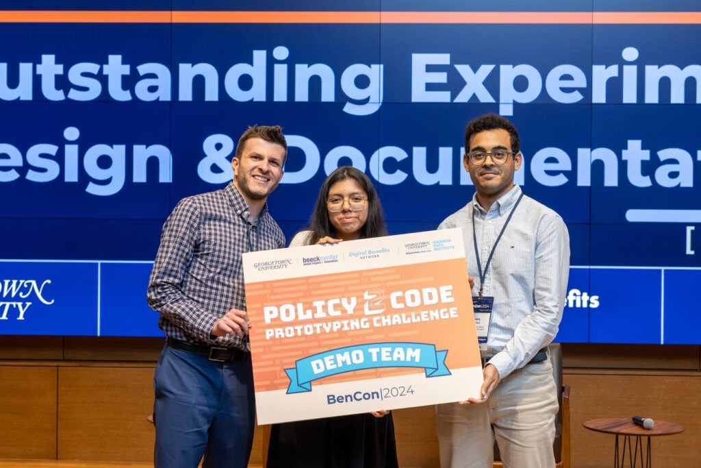 Jason, Alessandra and Kenny at Policcy2Code Demo Day