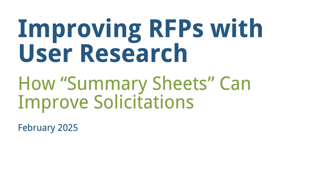 Improving RFPs with User Research How “Summary Sheets” Can Improve ...