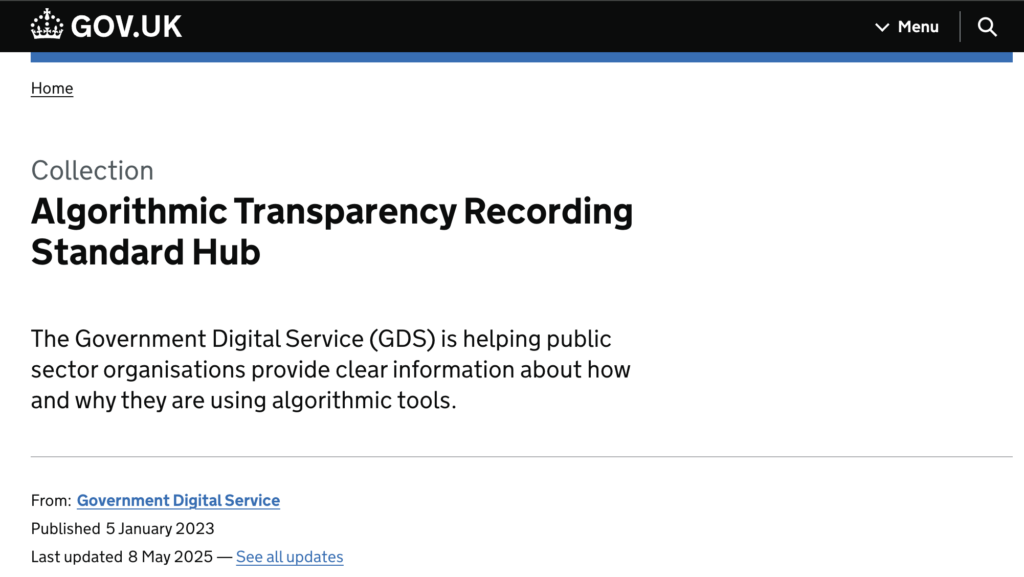 Algorithmic Transparency Recording Standard Hub - Digital Government Hub