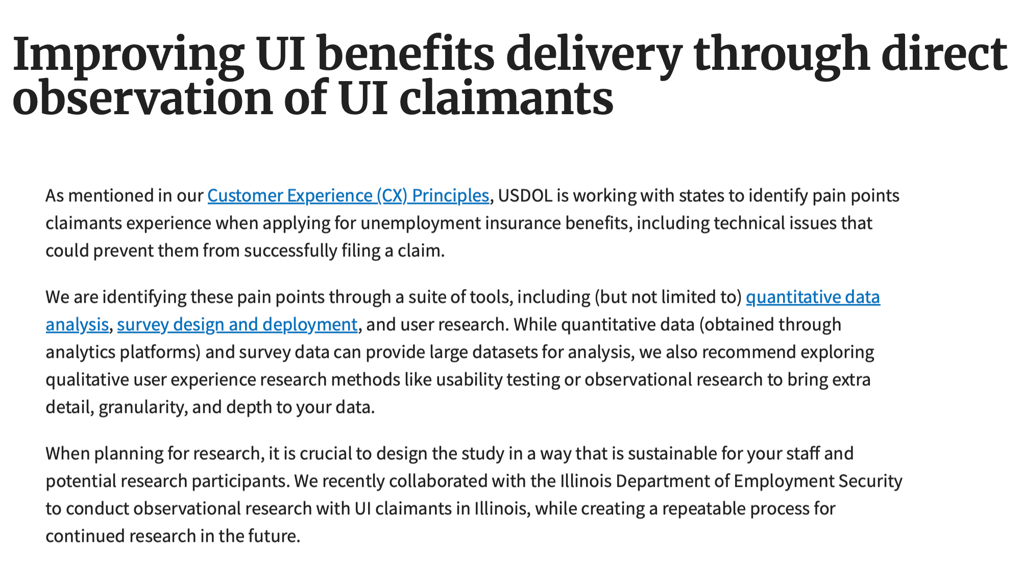 Improving UI benefits delivery through direct observation of UI ...